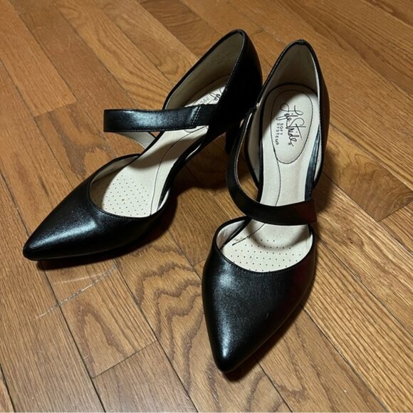 Life Stride Soft System Black Strappy High Heel Shoes Pointed Toe - Picture 1 of 11